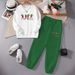 Women's Loose Casual Heart Print Sweater And Pants Two Piece Set Autumn Winter Fashion round Neck Cross Border Style_ecoleips.com