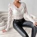 European And American Cross-border 2026 Elegant V-neck Fan-shaped Collar Single-layer Solid Color Lace Long-sleeve_ecoleips.com