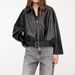 Vintage-Inspired Women's Bomber Jacket - Faux Leather Casual Coat With Relaxed Fit, Multiple Pockets (Black, Brown)_ecoleips.com