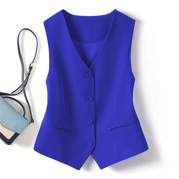 Women's Clothing Black V Neck Small Suit Vest For Women Retro Short Layered Fashionable Vest Sleeveless Waistcoat Top_ecoleips.com