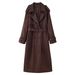 British-Inspired Belted Trench Coat – Oversized Double-Breasted Wool Blend, Longline (S-L, Stone Grey/Taupe)_ecoleips.com