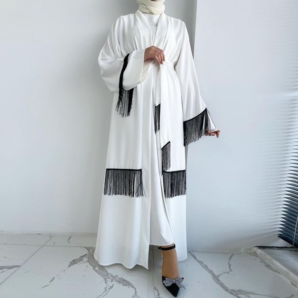 Women's Patchwork Tassel Cardigan Robe Elegant Dubai Style Middle East Fashion Foreign Trade F423_ecoleips.com