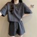 Women's European Style Summer Tracksuit Loose Fit Slimming Short Sleeved Two Piece Set Casual Student Running Outfit_ecoleips.com