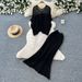 Women's French Style Hollow Knit Two Piece Set Soft Gentle Slim Fit Summer Elegant Commuting Suit_ecoleips.com
