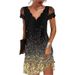 Summer Women's Printed Lace Dress V Neck Short Sleeve Casual Independent Station Positioning New 2022 Cross Border_ecoleips.com