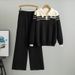 Women's Clothing Striped Sweater Suit Spring New Loose Fashion Casual Wide Leg Pants Knitted Two Piece Suit_ecoleips.com