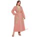 Women's Clothing Muslim Women's Fashion Casual Large Size V Neck Loose Waist Dress_ecoleips.com