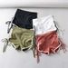 Women's Clothing Ins Contrast Color Hemming High Waist Shorts Summer Tight Hip Lifting Drawstring Hot Pants_ecoleips.com