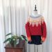 girl Christmas Classic Red Sweater Fair Isle Ferris Wheel Handmade Knitted Vintage Forest Style Women's Pullover_ecoleips.com