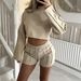 DiYun European American Casual Solid Color Sweatshirt And Drawstring Shorts Set Women's Clothing 2025_ecoleips.com