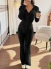 Men's & Women's Ribbed Knit Tracksuit Set - Slim Fit Zip-Up Jacket & Solid Pants, Casual Lounge Two-Piece Outfit (Grey/Black/Burgundy, S-XXL)_ecoleips.com