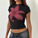 Women's Clothing New Flower Print Short Sleeved T Shirt Female Sexy Backless Slim Top Hot Girl_ecoleips.com