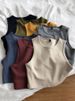 Summer New Ladies Retro Crop Top High Waist Slimming Stretch Slim Short Sleeveless Bottoming Top_ecoleips.com