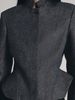 2026 New Women's Clothing Dark Gray Stand-up Collar Waist Curved Hem Short Jacket Minimalist Commuter Style Fashion Jacket_ecoleips.com