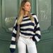 Aria Basics Aria Basics 2024 Winter New Women's Round Neck Striped Loose Lazy Versatile Long Sleeve Knitted Sweater For Women_ecoleips.com