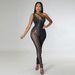 Voya Women's European And American Sexy Slim-fit Rhinestone One-piece Nightclub Outfit_ecoleips.com