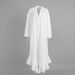 Fashion Women's V-neck Button White Dress Simple Long Sleeved Ruffle Pleated Holiday Dress Summer Beach Hollow Embroidery Dress_ecoleips.com
