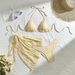 Women's Clothing Pure Color Sexy New Three Piece Mesh Three Piece Swimsuit_ecoleips.com