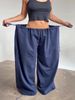 Aria Basics Cross-border Drawstring Adjustable Elastic Waist Comfortable Oversized Loose Casual Wide-leg Pants For And_ecoleips.com