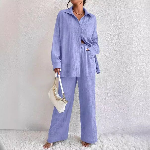 2025 New Fashion Casual Style Pleated Pants Long Sleeve Turn-Down Collar Elegant Women's Suit_ecoleips.com