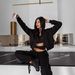 "Women's Zip-Up Hoodie & Drawstring Pants Set - Long Sleeve Sportswear For Gym, Yoga & Casual Wear"_ecoleips.com