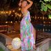 New Spring And Summer European And American Fashion Women's Printed Lace-up Vented Backless Holiday Dress Dress_ecoleips.com
