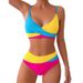American Style Color Matched Bikini Split Swimsuit For Women Sexy Sleeveless Wire-Free Beachwear For Hot Spring_ecoleips.com
