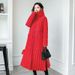 Women's Long Knee-Length Down Cotton Coat Winter Jacket Slim Fit A-Line Padded Parka With Hood (Red, Gray, Black, White)_ecoleips.com