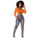 Women's Clothing Summer Eyelet Jeans Drawstring Design Sexy New Fashion Trend Straight Leg Ankle Jeans_ecoleips.com