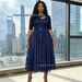 Miyake Gold Foil Slimming Dress For Plus Size Women Elegant African Round Neck Summer_ecoleips.com