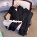 Women's Clothing Hooded Contrast Color Wide Leg Pants Suit Casual Temperament Slimming Two Pieces_ecoleips.com