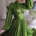 Women's Clothing summer season popular color waist halter neck swing sexy avocado green dress _ecoleips.com