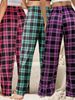 Three-piece Women's New Style Checkered Printed Long Pants, Casual And Comfortable Pajama Pants, Bow-decorated Checkered Pattern_ecoleips.com