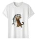 Women's T-Shirts Tshirt Muscle Freaks Cat And Fish Cartoon Style_ecoleips.com