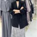 Black Women's Blazer 2026 Spring Fashion New Versatile High-end V-neck Loose Slimming Ribbon Elegant Coat_ecoleips.com