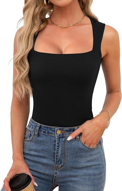 Sexy Slimming T-Shirts For Women Fashion Square Neck Sleeveless Tops Harajuku Tanks Woman Clothes Casual Top Tees Streetwear_ecoleips.com