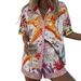 Women's Vacation Style Short Sleeve Shirt And Shorts Set, Tropical Print Collared Button Down Top With Matching Bottoms, Summer Casual Outfit_ecoleips.com