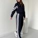 Women's Sporty Contrast Color Jacket & High-Waisted Straight Leg Pants Set – Navy/Green/Grey/White (S-Xxl, Fall Casual Outfit)_ecoleips.com