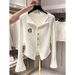 Women's Clothing White Trumpet Sleeve Knitted Cardigan_ecoleips.com