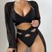 Verve New Style Mesh Sexy Cover-Up Bikini Three-Piece Swimsuit For Women High-End Beach Swimwear_ecoleips.com