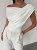 Women's Clothing Women's Solid Color Sleeveless T-Shirt Off-Shoulder Slim Fit Short Top Simple Style Fashion_ecoleips.com