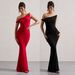 Women's One Shoulder Mermaid Maxi Dress Sleeveless Bodycon Floor-Length Evening Gown For Prom Cocktail Party Wedding Formal Occasions_ecoleips.com
