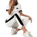 Women's Clothing Women's Summer Casual T-Shirt And Sweatpants Set Loose Fitting Short Sleeved Triangle Print Style Clothing_ecoleips.com