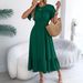 2026 Spring/Summer European And American Casual Ruffled Short-Sleeve Gathered Waist Long Skirt Cross-Border_ecoleips.com