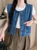 Fashionable Stylish Versatile Layered Denim Vest Women Spring Summer New Loose Short Sleeveless Jacket For Petite Casual_ecoleips.com