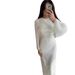 Elegant Wrap Midi Dress With Ruched Waist - Long Sleeve Bodycon Dress In Deep Red & White (S-XXL)_ecoleips.com