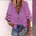 2022 New European American V-neck Zipper With Half Bell Sleeves And Mesh Splicing, Loose Casual Shirt For Women_ecoleips.com