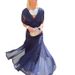 Elegant Off-Shoulder Chiffon Wrap Dress With Abstract Print - Flowy Maxi Dress For Women, Boho Chic & Casual Wear_ecoleips.com