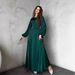 Middle East Dubai Robe European And American Cross-Border Women's Solid Color Satin Long Dress Foreign Trade_ecoleips.com