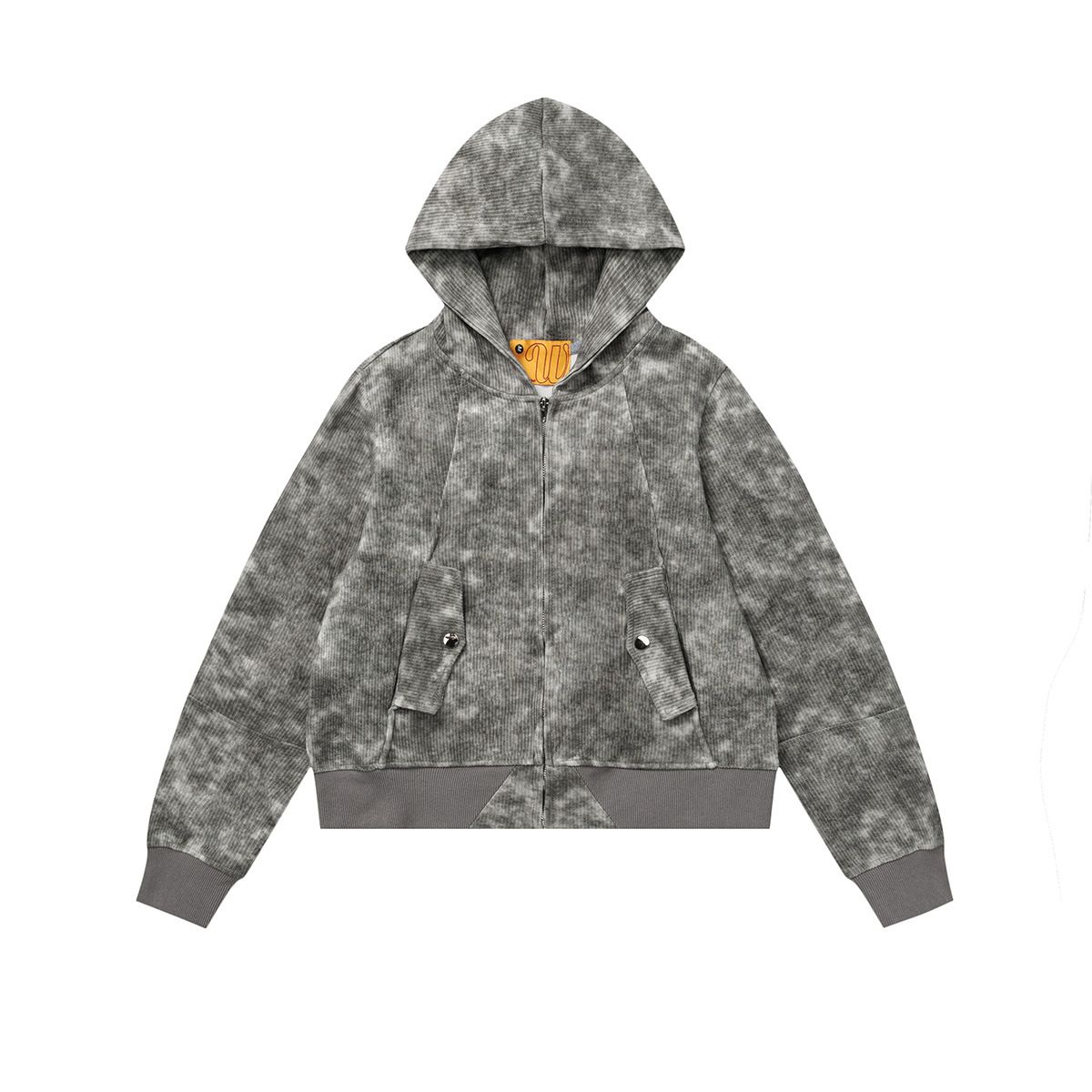 WD069 High-end Street Style Hot Girl Jacket, Retro Women's Trendy Short Deconstructed Design Hooded Cardigan Sweatshirt_ecoleips.com